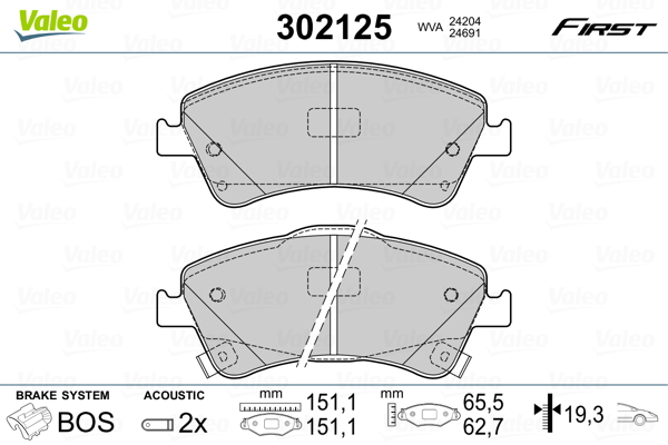 Placute frana VALEO 302125