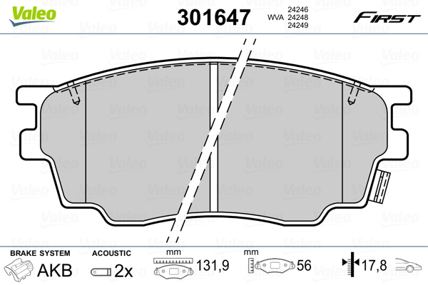 Placute frana VALEO 301647