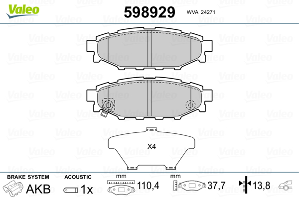Placute frana VALEO 598929