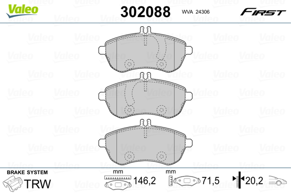 Placute frana VALEO 302088