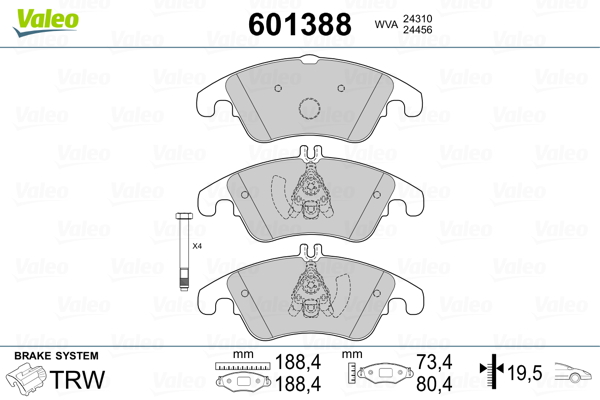 Placute frana VALEO 601388