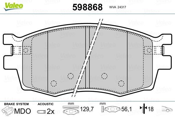 Placute frana VALEO 598868