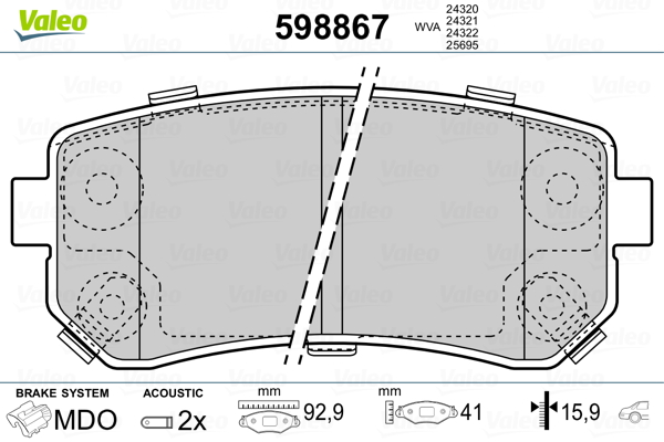 Placute frana VALEO 598867