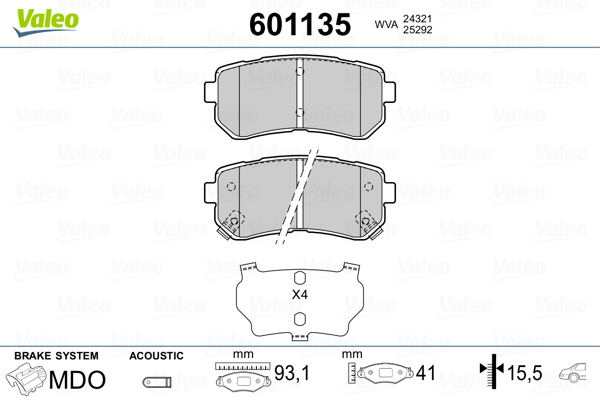 Placute frana VALEO 601135