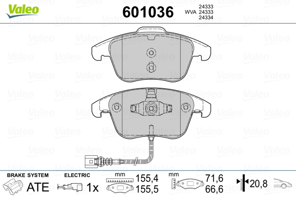 Placute frana VALEO 601036