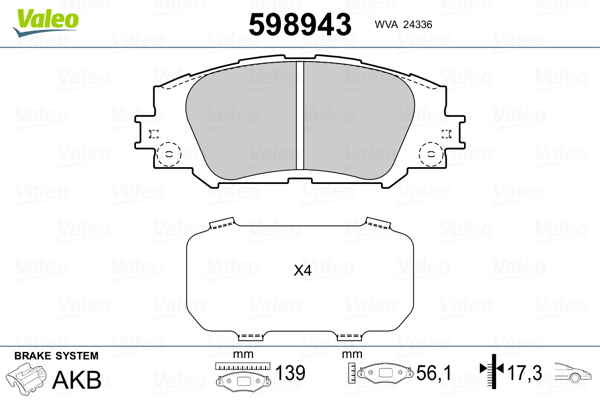 Placute frana VALEO 598943