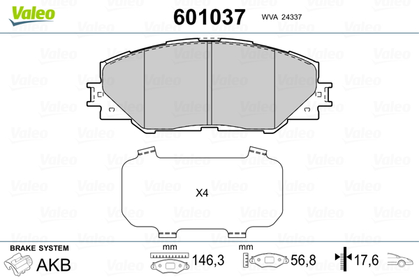 Placute frana VALEO 601037