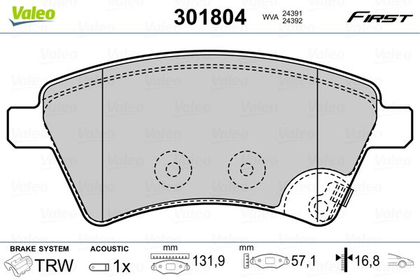 Placute frana VALEO 301804