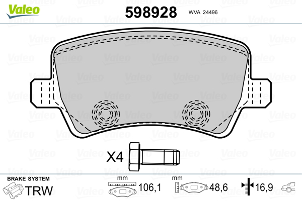 Placute frana VALEO 598928