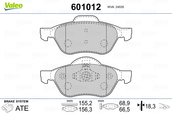 Placute frana VALEO 601012