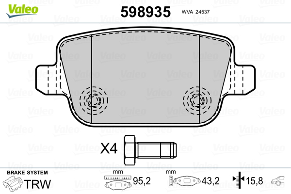 Placute frana VALEO 598935