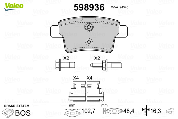 Placute frana VALEO 598936