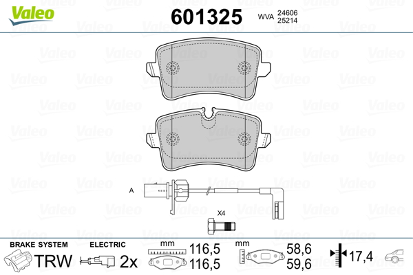 Placute frana VALEO 601325