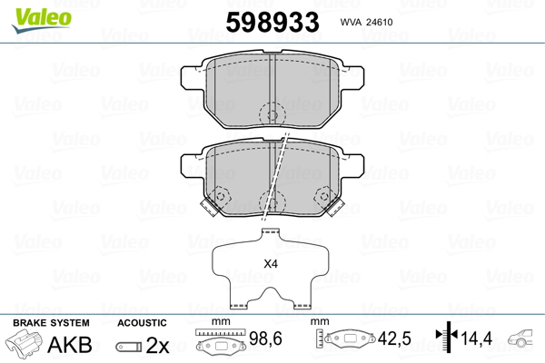 Placute frana VALEO 598933