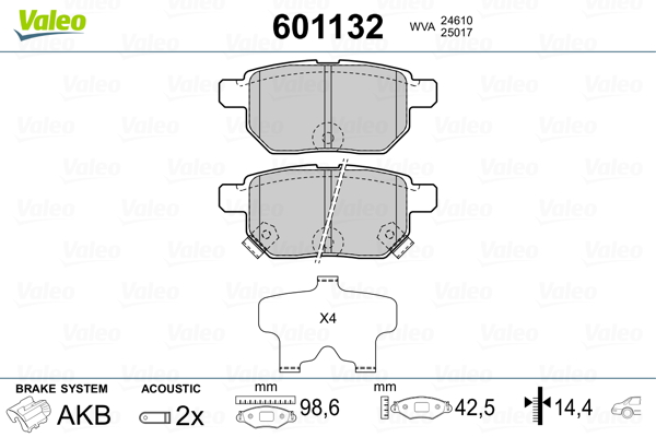 Placute frana VALEO 601132
