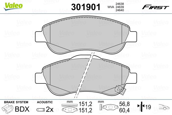 Placute frana VALEO 301901