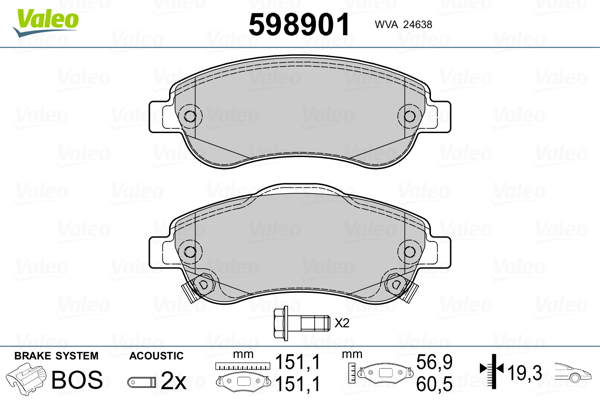Placute frana VALEO 598901