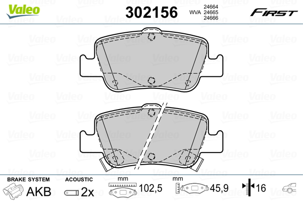 Placute frana VALEO 302156