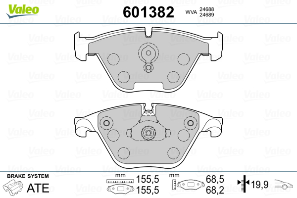 Placute frana VALEO 601382