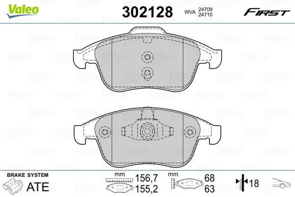 Placute frana VALEO 302128