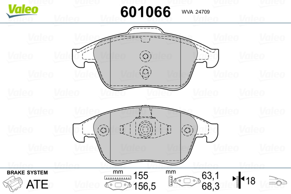 Placute frana VALEO 601066
