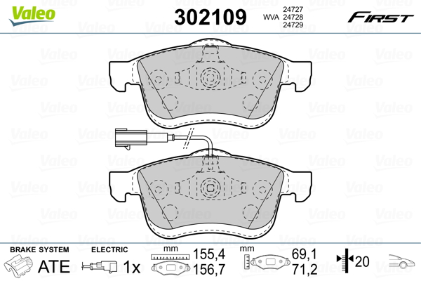 Placute frana VALEO 302109