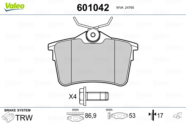Placute frana VALEO 601042