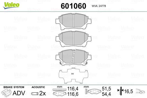 Placute frana VALEO 601060