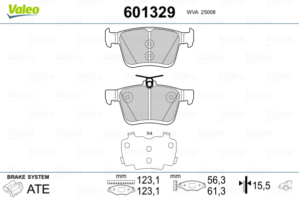 Placute frana VALEO 601329
