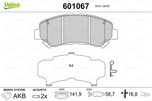 Placute frana VALEO 601067
