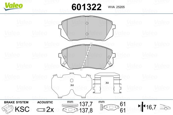 Placute frana VALEO 601322