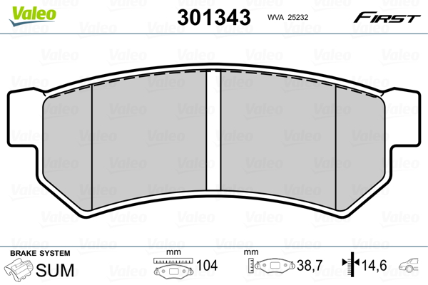 Placute frana VALEO 301343