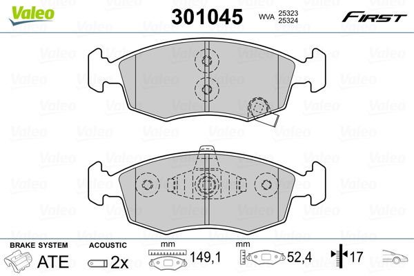Placute frana VALEO 301045