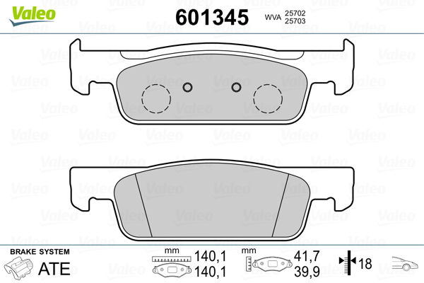 Placute frana VALEO 601345