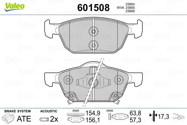 Placute frana VALEO 601508