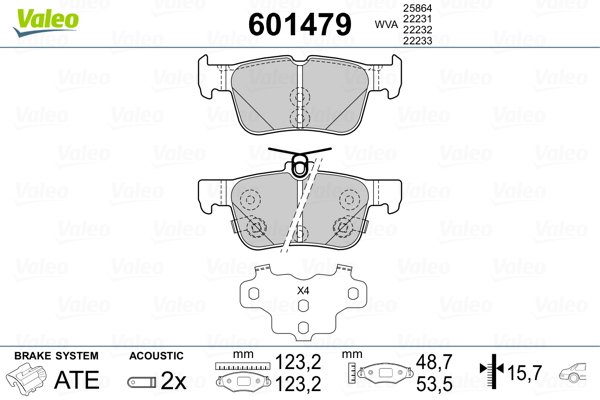 Placute frana VALEO 601479