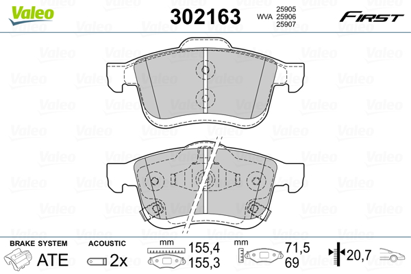 Placute frana VALEO 302163
