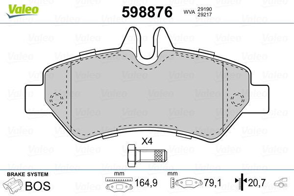 Placute frana VALEO 598876