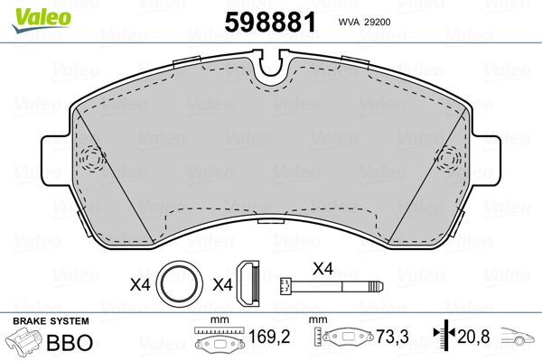 Placute frana VALEO 598881