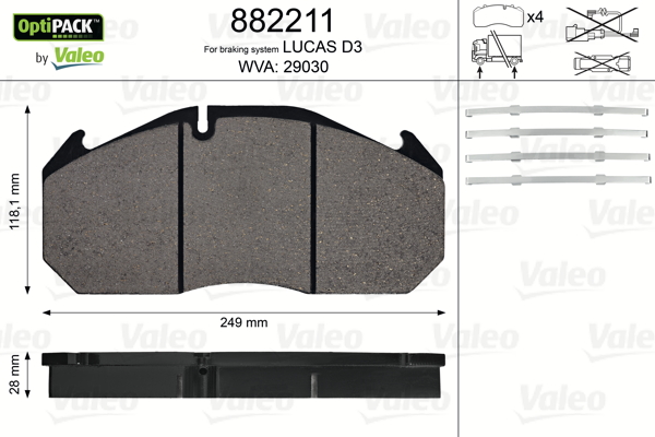 Placute frana VALEO 882211