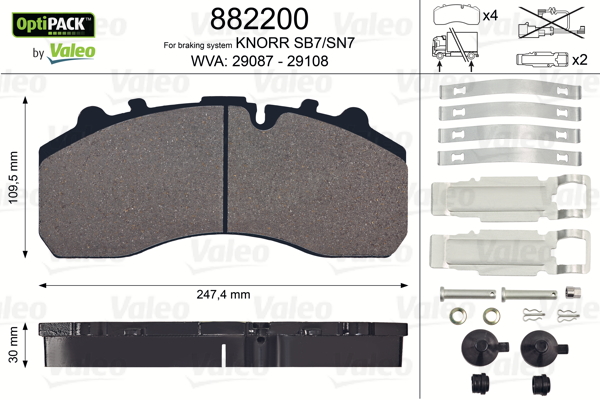 Placute frana VALEO 882200