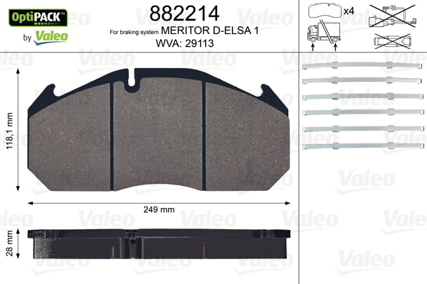 Placute frana VALEO 882214