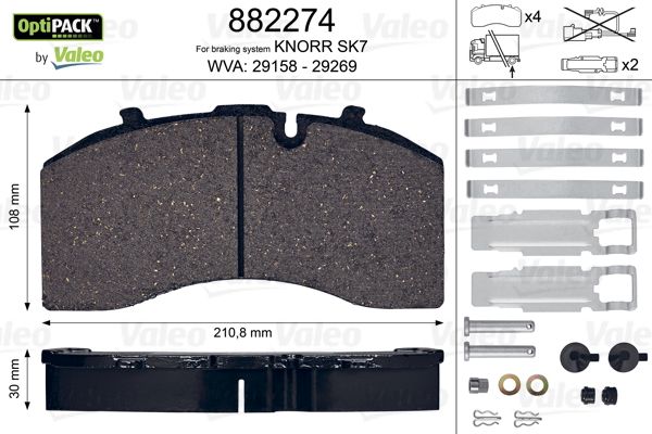 Placute frana VALEO 882274