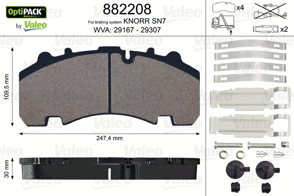 Placute frana VALEO 882208