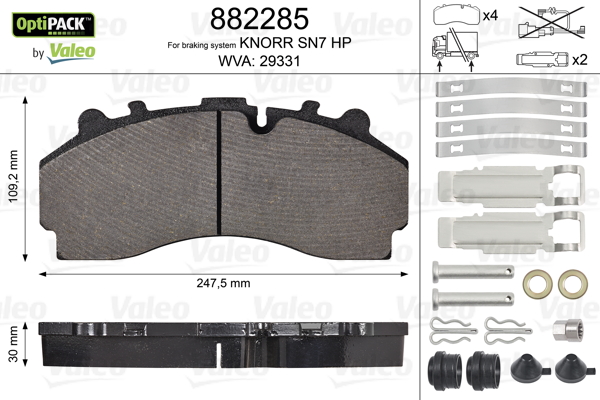 Placute frana VALEO 882285
