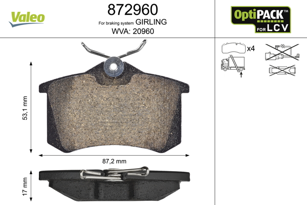 Placute frana VALEO 872960