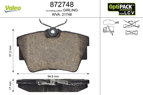 Placute frana VALEO 872748