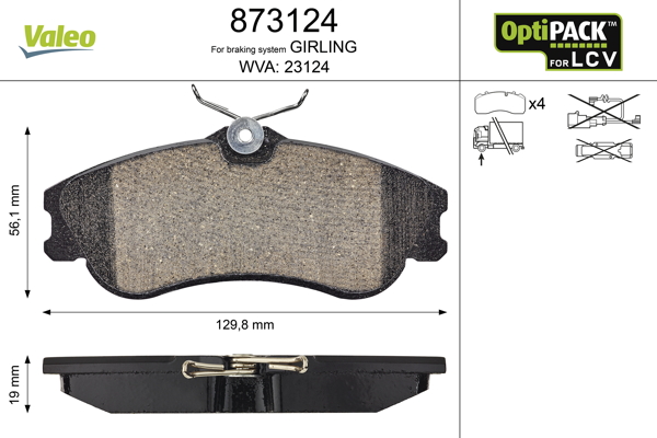 Placute frana VALEO 873124