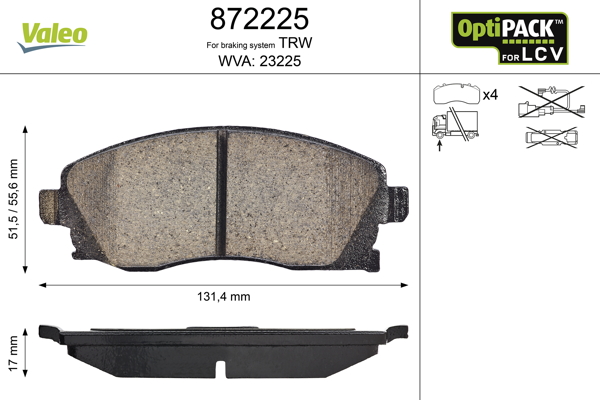 Placute frana VALEO 872225