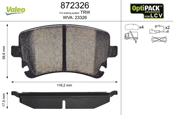 Placute frana VALEO 872326